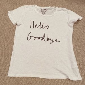 J. Crew Hello Goodbye Off-White Linen Graphic T-Shirt